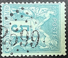 N°75 5c Vert, Obl Jour De L' An N°2599 - 1876-1898 Sage (Tipo II)