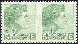 Sweden 1937. Test Stamp By Sven Ewert.  Green Color.  Pair. MNH. - Proeven & Herdrukken