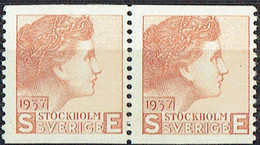 Sweden 1937. Test Stamp By Sven Ewert.  Brown Color. Pair MNH. - Proofs & Reprints