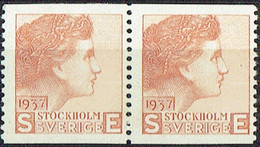 Sweden 1937. Test Stamp By Sven Ewert.  Brown Color. Pair MNH. - Proofs & Reprints