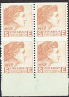 Sweden 1937. Test Stamp By Sven Ewert.  Brown Color.   4-block. MNH. - Proeven & Herdrukken