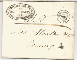 TARRAGONA A CONESA 1860 FRANQUICIA SN AL DORSO MAT CERVERA LERIDA DEL ADMINISTRADOR DE LA HACIENDA PUBLICA - Vrijstelling Van Portkosten