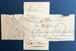 Bandes Guadeloupe 1866 Cachet De La Gendarmerie De La Guadeloupe Pour Colombey Les 2 Eglises Par Voie Française RR - Cartas & Documentos