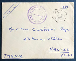 Lettre Militaire D'agadir 1960 Cachet MARINE NATIONALE BAN AGADIR + Dateur Hexagonal Agadir Pour Nantes TTB - Otros & Sin Clasificación