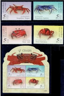 Thailand 2021, Crabs, MNH Unusual S/S And Stamps Set - Tailandia