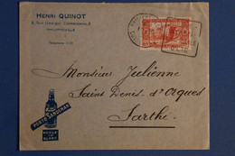 AL17  ALGERIE   BELLE  LETTRE  1937  PHILIPPEVILLE POUR LA SARTHE FRANCE  + AFFRANCH. PLAISANT - Briefe U. Dokumente