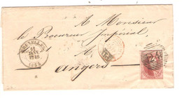 SP54/ TP 8 3 Marges S/LSC Obl. à Barres 24 C.Bruxelles  11/1/1855 > Procureur Impérial à Angers Verso Divers Cachets - Balkenstempel: Einladungen