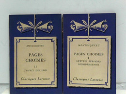 Pages Choisies - 2 Bände: Bd. I: Lettres Persanes Considérations, Bd. II: L'Eprit Des Lois - Duitse Auteurs