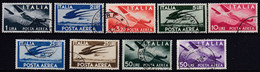 IT105 – ITALY - ITALIE – AIRMAIL – 1945-47 – CLAPS HANDS & PLANE – SG # 670/8 USED 41,50 € - Luchtpost