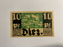 Allemagne Notgel Diez 10 Pfennig - Collections