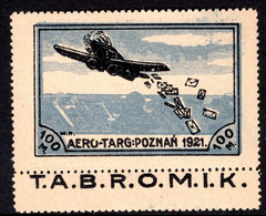 POLAND POLSKA - 1921 AERO-TARG - POZNAN - LOTNICZA  AIR - T.A.B.R.O.M.I.K  - GUM STAMP - MINT NOT HINGED SOUVENIR 8.5 - Unused Stamps