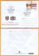 2021 Moldova Moldavie  FDC 30 Recognition Of The Independence Of The Republic Of Latvia Cover - Moldavië