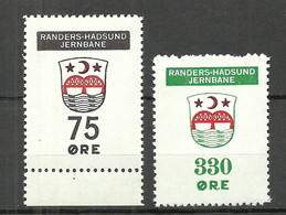 DENMARK Dänemark Railway Packet Stamps Eisenbahn Paketmarken Randers - Hadsund 75 & 330 öre MNH - Parcel Post