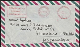 Angola, 1972 - Cover Luanda To Beira, Moçambique -|- Streamer - TODOS UNIDOS TORNAMOS ANGOLA MELHOR - Angola
