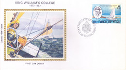 ISLE OF MAN : FIRST DAY COVER : 18 MAY 1983 : KING WILLIAM'S COLLEGE : COLORANO SILK CACHET - Isla De Man