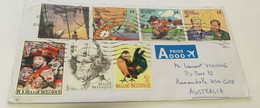 (2 E 31) Letter Posted From Belgium To Australia (posted During COVID-19 Pandemic) With MANY Cartoon Stamps - Cartas & Documentos