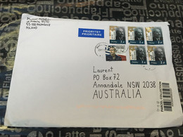 (2 E 31) Large Letter Posted From Poland To Australia (posted During COVID-19 Pandemic) 6 Stamps - Covers & Documents