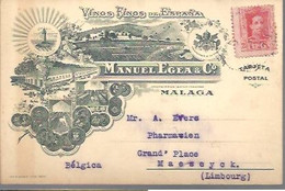 TARJETA  COMERCIAL   1929  MALAGA   TEMA VINO - Covers & Documents