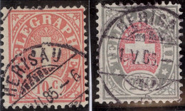 Heimat AI HEIDEN 1885 Telegraphen-Stempel Auf 10 +25 Ct. Zu#14+15 Telegraphen-Marke - Télégraphe