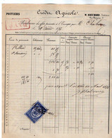 VP18.840 - 1876 - Bordereau - Crédit Agricole M.BRECHARD Directeur à POITIERS - Bank En Verzekering