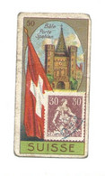 Chromo Suisse Swiss Helvetie Bâle Basel Flag Stamp En L'état Voir Les 2 Scans Rare 60 X 30 Mm Pub: Chocolat Victoria - Victoria
