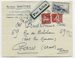 ALGERIE 50CX2+ 65C LETTRE AVION MAISON CARREE 18.11.1938 POUR PARIS - Covers & Documents