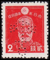 1934-1944. JAPAN. General Maresuke Nogi 2 S. With ANCOR Perfin Used By The Navy. Unusu... (Michel 255 Perfin) - JF514017 - Nuevos