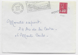 BEQUET 50C GRIFFE MONTE CARLO EN ARRIVEE LETTRE 06 CAGNES 11.1.1974 - 1971-1976 Marianna Di Béquet