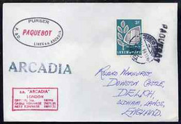 Luxembourg Used In Lisbon (Portugal) 1968 Paquebot Cover To England Carried On SS Arcadia With Various Paquebot And Ship - Brieven En Documenten