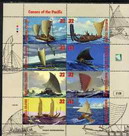 Marshall Islands 1998 Canoes Of The Pacific Perf Sheetlet Containing Set Of 8 Plus Unmounted Mint, SG 963-70 - Marshall