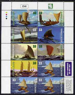 Marshall Islands 1999 Canoes Of The Pacific Perf Sheetlet Containing 10 Self-adhesive Values (set Of 8 Plus 2) Unmounted - Marshall