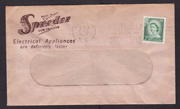 New Zealand: Cover, 1957, 1 Stamp, Queen Elizabeth, Sent By Speedee Electronics (minor Damage) - Brieven En Documenten