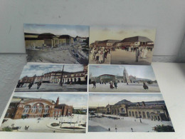 Sechs Postkarten Mit Bahnhofsansichten - Hamburg, Bremen, Karlsruhe, Dresden, Leipzig, Hannover - Aus Der Reih - Transporte