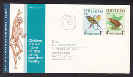 New Zealand: Souvenir Cover, 1966, 2 Charity Stamps, Health, Bird, Birds, Animal, Children (minor Creases) - Storia Postale