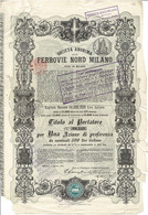 Titre Ancien - Società Anonima Delle Ferrovie Nord Milano - Titulo Di 1893 - Chemin De Fer & Tramway