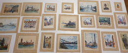 MAURICE FALLIES (1883-1965). LONDRES LONDON GREENWICH 21 AQUARELLES De 9 X 5,5 à 16,5 X 24,5 Cm Env./FREE SHIP. R - Autres & Non Classés