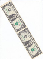 2 BILLETES SIN CORTAR DE ESTADOS UNIDOS DE 1 DOLLAR DEL AÑO 1985 LETRA B NEW YORK  (BANK NOTE) - Billetes De La Reserva Federal (1928-...)