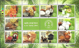 SRI LANKA, 2021, MNH,WORLD COCONUT DAY, COCONUTS, TREES, FRUIT, COCONUT PRODUCTS, SHEETLET - Otros