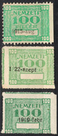 1916 1917 1919 Hungary - NEMZETI " National " Insurance REVENUE TAX Stamp Label Vignette - Used 20 Fill COLOR VARIATION - Fiscales