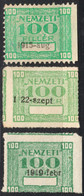 1916 1917 1919 Hungary - NEMZETI " National " Insurance REVENUE TAX Stamp Label Vignette - Used 20 Fill COLOR VARIATION - Steuermarken