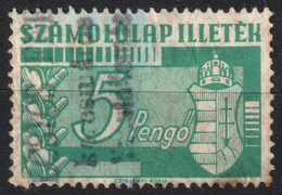 1944 Hungary Ungarn  Hongrie - Revenue Stamp Bill Fiscal Tax  - 5 P / Oak Tree Leaf Acorn - Revenue Stamps