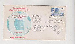 CANADA 1955  FDC Cover To Yugoslavia - Brieven En Documenten