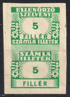 1948 Hungary - FISCAL BILL Tax - Revenue Stamp - 5 Fill - Without Perforation - Revenue Stamps