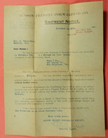 1914 USA Judson Freight Forwarding C. Expédition Fret FERROVIAIRE SHIPMENT NOTICE AVIS EXPÉDITION TRANSPORT TRAIN SNCF - Stati Uniti