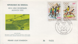 Enveloppe  FDC  1er  Jour   SENEGAL   Jeux  Olympiques  MUNICH   1972 - Summer 1972: Munich