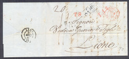 1846 PREFILATELIA LETTERA DA MODENA VIA MILANO PER LIONE FRANCIA FRANCE - 1. ...-1850 Prefilatelia