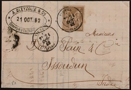Lettre YT 80 Sage II Vienne Isère (37) à Issoudun Indre 21.10.82 France – Tmg - 1877-1920: Semi Modern Period