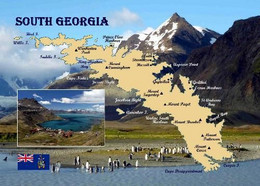 South Georgia Island Map New Postcard Südgeorgien Insel Landkarte AK - Altri