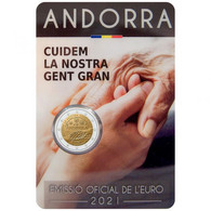 Andorre 2021 : 2€ Commémorative "Prenons Soin De Nos Séniors" En Coincard - Disponible En France - Andorra