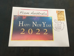 (3 E 2) Happy New Year 2022 From Australia - With Map Of Australia Stamp - Géographie